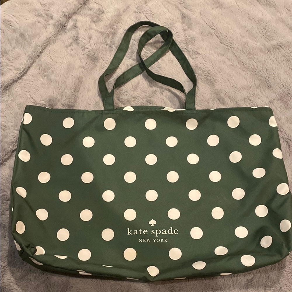Kate Spade Green and White Polka Dot Tote
